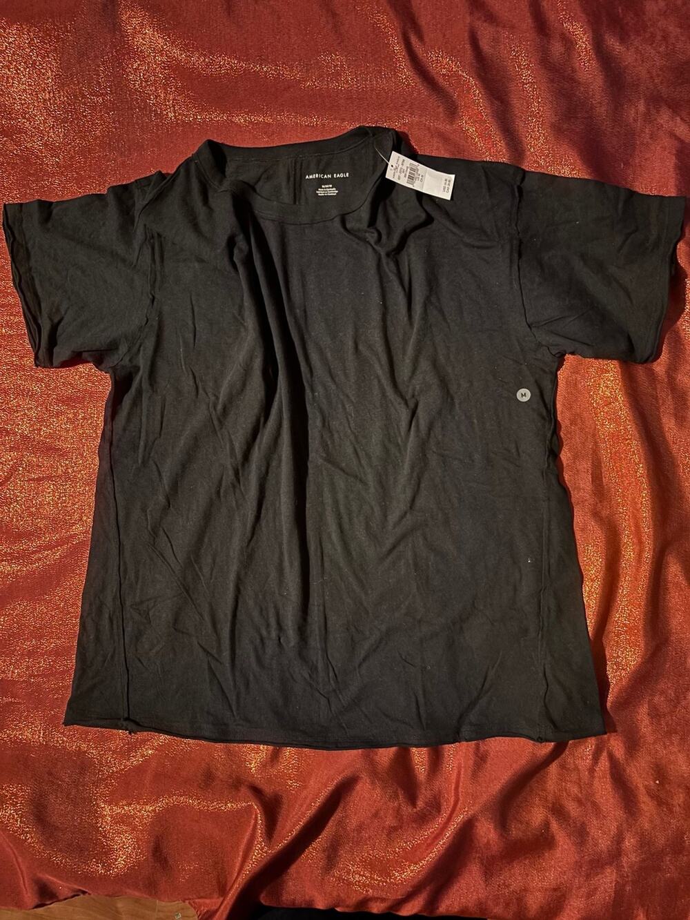 American Eagle T-Shirt Mens M Black Short Sleeve Crewneck Basic Tee With Tags